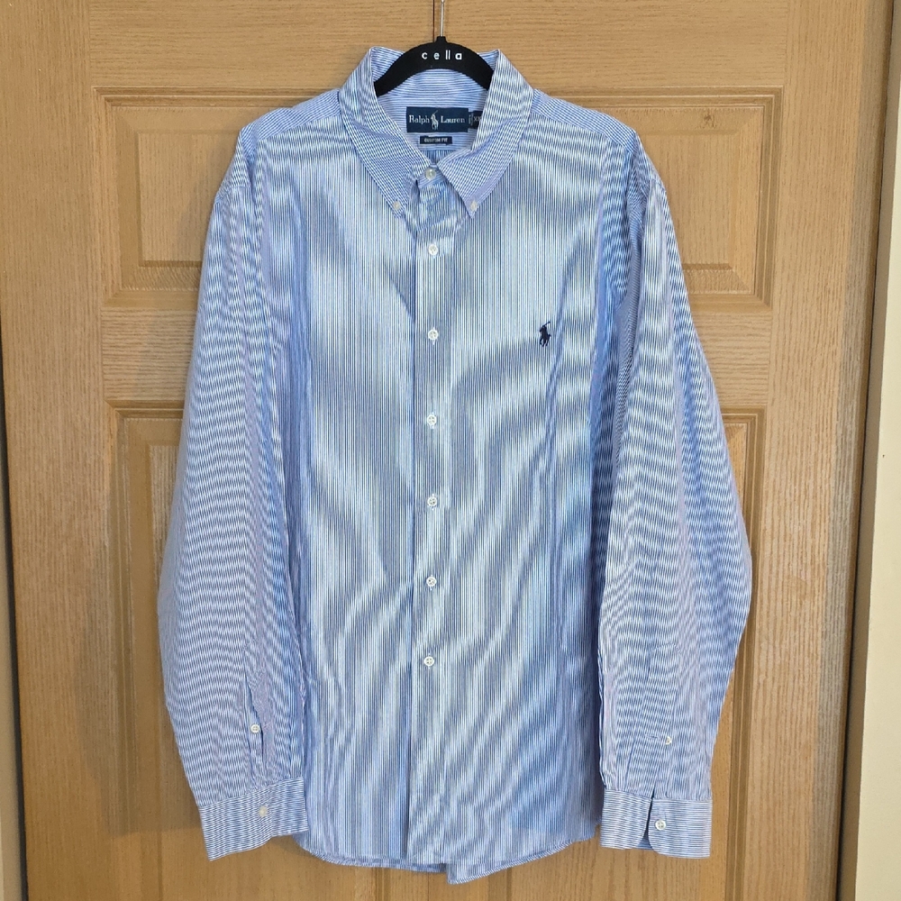 Polo‎ Ralph Lauren Blue Stripe Button Down Shirt Men's XXL EUC